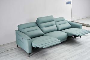 Sofá Reclinable Doble de Cuero Genuino, Moderno, Extensible, con Masaje Eléctrico, 3 Plazas - Product Image 5