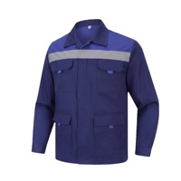 Veste de travail en polycoton avec logo personnalisé, bandes réfléchissantes, résistante à l'usure, respirante, vêtements de sécurité pour la construction en Russie pour hommes