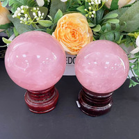 Boule de cristal de guérison naturelle de haute qualité décor Feng Shui Quartz Rose mousse Agate sphère boules pour cadeau d'énergie