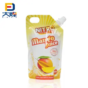 Resealable Custom Printed Plastic Stand Up Spout Pouch With Handle Packaging Bag For Juice Drink Beverage