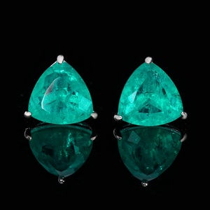 Fashion Jewelry Eco-friendly Copper Three Claws <b>Set</b> 10*10mm Red Zircon Geometric Triangle <b>Stud</b> <b>Earrings</b> for Refined Daily Wear - Product Image 5