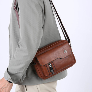 Bolso de Mensajero de Cuero PU para Hombre, Bolso de Hombro para Teléfono Móvil, Bolso de Viaje Pequeño, Bolso de Cintura con Múltiples Bolsillos, Bolsos de Pecho Masculinos - Product Image 6