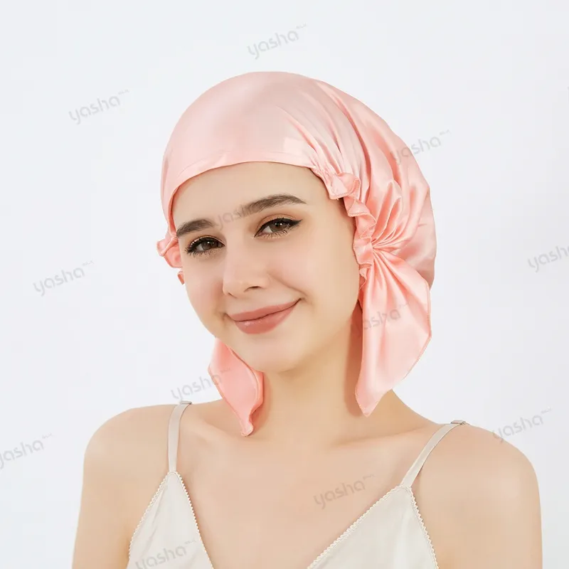 Produsen Cina dibuat khusus 100% sutra murbei rambut Bonnet Satin sutra Turban topi tidur malam