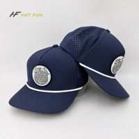 Casquette de baseball structurée en nylon à 5 panneaux avec logo brodé 3D personnalisé, perforations laser respirantes, pour sports de plein air