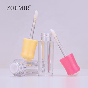 Tubi per Lucidalabbra Trasparenti da 5,5ml con Tappo, Flacone Vuoto per Lip Gloss con Simpatico Cappuccio Rosa Giallo, Contenitore in Plastica per Rossetto Liquido - Product Image 3