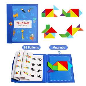 Jouet éducatif en usine, cadeau pour enfants, casse-tête de voyage, Puzzle magnétique en bois, <span class=keywords><strong>livre</strong></span> <span class=keywords><strong>Tangram</strong></span> - Product Image 2