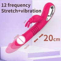 Vibromasseur à 12 vitesses avec fonction de vibration, de poussée et de chauffage, jouet de masturbation féminine, vibromasseur lapin pour point G avec fonction chauffante