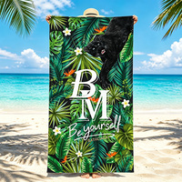 Serviette de plage 100 % coton 400 g/m² certifiée usine universelle, logo personnalisé imprimé numériquement, serviettes cadeaux douces et personnalisées