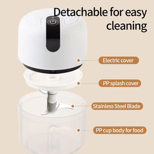 Wireless USB Rechargeable Mini Food Processor Garlic Press <b>Vegetable</b> <b>Cutter</b> Meat Grinder Eco-Friendly 300ML Capacity Plastic - Product Image 5