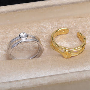 Anillo de Plata S925 para Perlas Sueltas, Soporte para Perlas de 6-9mm, Diseño Ondulado Cepillado, Modelo 5611 - Product Image 2