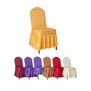 Nouvelle housse de chaise jacquard personnalisée en spandex avec jupe pour salle à manger - Product Image 1