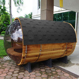 HELIUS Canadian Hemlock Red Cedar Solid Wood barrel sauna <b>electric</b> heater outdoor sauna <b>kit</b> for 4-6 Persons - Product Image 1
