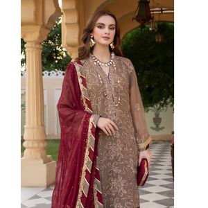 Costumes pour femmes en chiffon brodé de luxe, 3 pièces, non cousus / cousus - Product Image 1