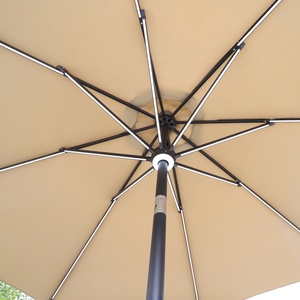 Parasol de jardin moderne en aluminium avec macramé, éclairage solaire LED 3M, idéal pour la cour et la plage - Product Image 1