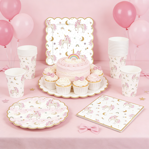 DAMAI Fête à thème Licorne pour Enfants – Fournitures d'Anniversaire Rose Cerise – Vaisselle Jetable Licorne : Serviettes, Gobelets, Assiettes - Product Image 1