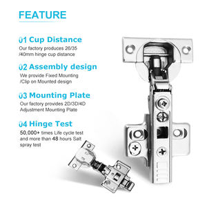 Topcent 4D समायोजन हाइड्रोलिक बफर 35mm नरम बंद फर्नीचर कैबिनेट टिका - Product Image 3