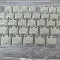 Keycap DIY interchangeable en forme de chat, style mignon, double injection, avec oreilles lumineuses latérales, version anglaise