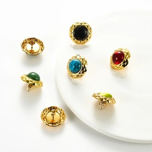 1 paire de boucles d'oreilles en acier inoxydable, opale ronde en résine, plaqué or, bijoux colorés, cadeaux pour femmes et filles - Product Image 4