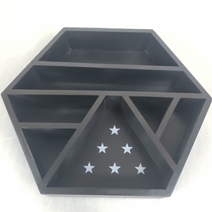 Trang Trí Tường Kệ Màu Đen Sơn Gỗ Hình Học Nổi Kệ Bằng Gỗ Hình Lục Giác Pha Lê Hiển Thị Kệ Cho Tường Hoặc Máy Tính Để Bàn - Product Image 5