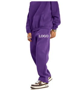 Custom Wholesale Unisex Plain Sports Sweatpants 345G Oversize Elastic Mid Waist Fleece Lined Straight Leg Design <b>Pants</b> for Men - Product Image 1