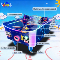 Machine de jeu d'arcade interactive à air hockey incurvée pour 2 joueurs, machine de jeu d'arcade colorée à air hockey