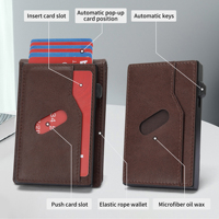 Portefeuille homme personnalisé en cuir PU fin avec puce de suivi GPS, porte-cartes magnétique détachable en aluminium, portefeuille homme