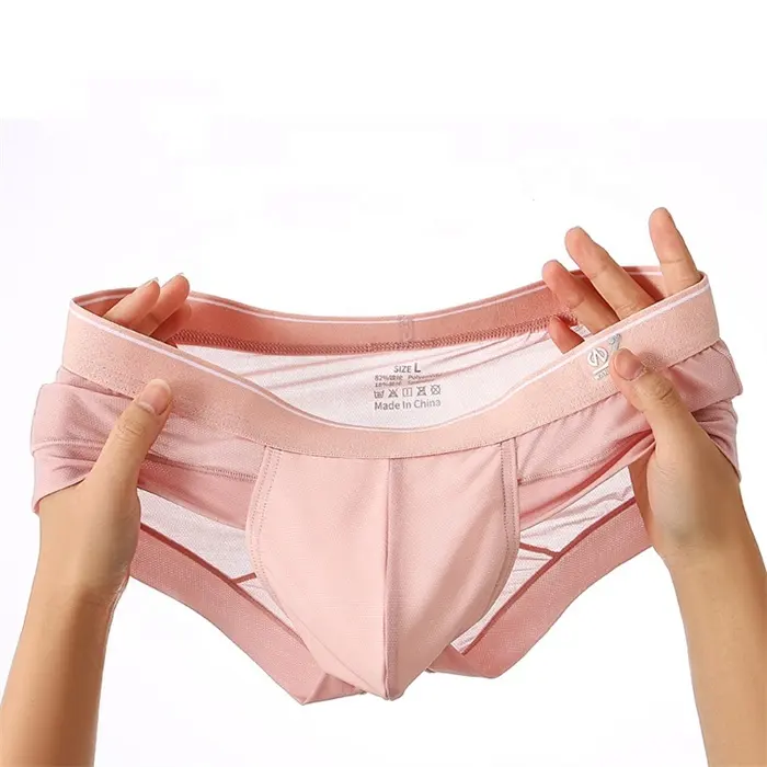 Breathable men's sexy lingerie icy silk boxer brief for men underwear panties