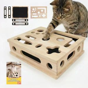 Caja de Juego Interactiva para Gatos de Madera con Orificios para Gatos de Interior - Product Image 1