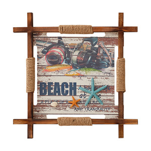 Mediterráneo <span class=keywords><strong>Vintage</strong></span> desgastado 3D relieve pintura 45cm marco de <span class=keywords><strong>madera</strong></span> maciza arte de pared grabado a mano decoración del hogar - Product Image 4