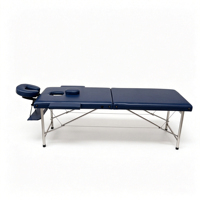 Table de massage portable de luxe à 2 sections avec pieds en acier inoxydable, lit de spa pliable avec appui-tête réglable