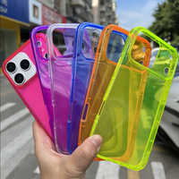 Coque de téléphone en TPU aux couleurs néon fluorescentes vives, protection antichoc pour iPhone 11 12 13 14 15 16 17 Pro Max