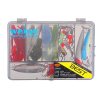 Ensemble de 45 leurres artificiels durs et souples, multi-styles, combo de leurres de pêche artificiels, kit d'accessoires de pêche en eau douce portable