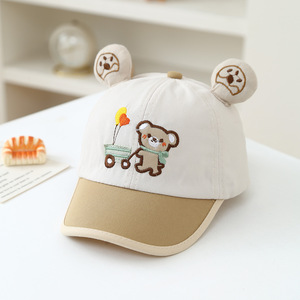 26 Nuevas Gorras de Béisbol Infantiles de Lona de 6 Paneles con Bordado de Oso de Dibujos Animados Coreanos para Primavera y Otoño, Gorra de Bebé con Estampado por Sublimación - Product Image 6