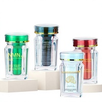 Complément alimentaire NMN en capsules, flacon acrylique 100 ml, conteneur carré transparent, bouchon à vis double couche, haut de gamme