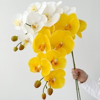 Fleurs d'orchidée papillon Phalaenopsis artificielles de haute qualité, faites à la main, luxe léger, latex, 9 têtes, toucher réel, Noël, mariage