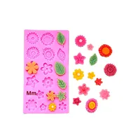 Moule à gâteau rectangulaire en silicone multi-style tournesol, marguerite, feuille, six-en-un pour chocolat, époxy, argile