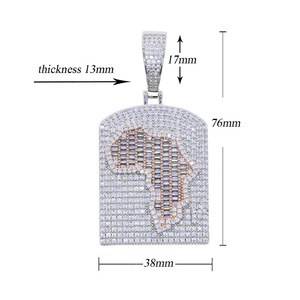 Nouveau Collier Pendentif Carte du <span class=keywords><strong>Monde</strong></span> Hip Hop, Micro-Pavé de Zircons Cubiques, Entièrement Sertie, pour Hommes, Style Rapper Urbain, Vente en Gros - Product Image 5