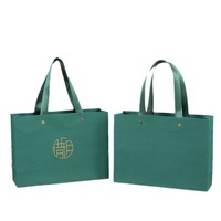 Bolsa de Compra Reutilizable de Papel Kraft Verde de Lujo al por Mayor con Asa de Cinta, Reciclable, Promoción de Supermercado, Impresión Offset