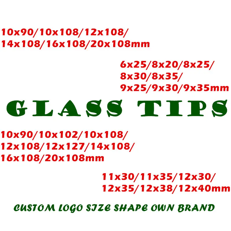 Custom 12 x 30 mm 8 x 30 mm 10 x 30 mm glass filter tips for good taste unique shape for choose