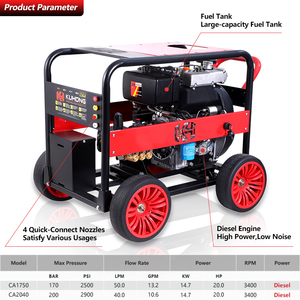 Kuhong - Nueva Hidrolavadora de Alta Presión Diésel de 2500 psi, 170 bar, 10.6 GPM, <span class=keywords><strong>20</strong></span> HP, con Boquilla Rotatoria de Acero Inoxidable para Limpieza de Alcantarillado, Certificación CE - Product Image 4