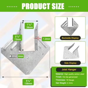 Attaches de poutre robustes en acier galvanisé pour la protection contre les ouragans, attaches de poutre galvanisées à chaud, supports de poutre, accroches de poutre - Product Image 2