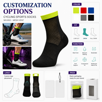Chaussettes de sport en mesh respirant OEM pour les équipes de cyclisme, avec emballage personnalisé pour les fournisseurs de programmes de cyclisme.