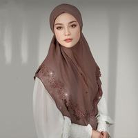 Foulard Zifeng OEM Malaisien Nouveau à Couche Unique avec Dentelle, Châle en Lin Cristal avec Strass