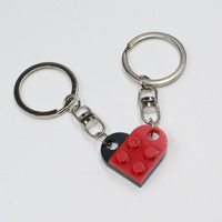 2 Porte-clés Cœur Séparable Mignons en Briques de Construction pour Couples et Amis, Cadeau de Bijoux pour les Fêtes