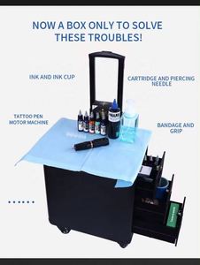 Caja de tatuaje de barra de dibujo de alta capacidad, soporte de <span class=keywords><strong>brazo</strong></span> capaz de doble propósito, Maleta portátil, bolsa de carrito de tatuaje, herramientas de artista, almacenamiento Cas - Product Image 3