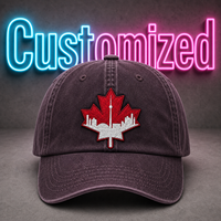 Gorra de Béisbol Vintage de Algodón Lavado con Bordado Personalizado del Logotipo de la Ciudad de Maple Leaf, Canadá, al por Mayor OEM
