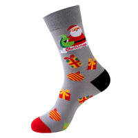Chaussettes mi-mollet à motif jacquard Noël, sapin, Père Noël, dessin animé, à revers haut, style mode