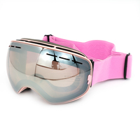 Lunettes de ski en stock avec protection UV400, verres miroir anti-buée, monture TPU sans bords, sangle réglable pour le ski et le snowboard