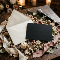 Tarjetas de Agradecimiento de Boda Personalizadas, Cartulina Negra, Grabado en Relieve Incoloro, Tarjetas con Notas en Caligrafía Cursiva