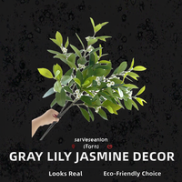 Yajia Wohnzimmer-Dekoration Graue Lilie Jasminblätter Künstliche Baumzweige Grüne Garten-Landschaftsgestaltung Blume aus Kunststoff 78cm